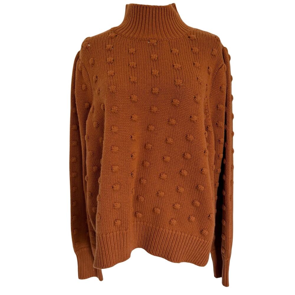 Lela Rose XL NWT Wool Cashmere Bobble Knit Mock Neck Sweater Ginger Pullover